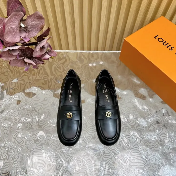 View 1 of LV Women Black Leather Loafers