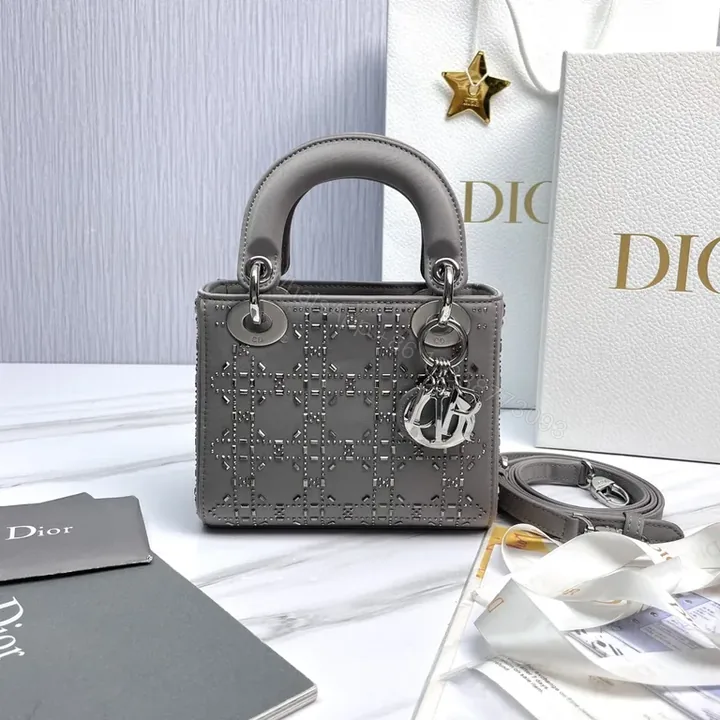 View 1 of Structured Chic Lattice Handbag: Compact Dior-Style Texture Bag