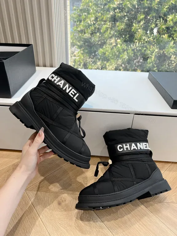View 1 of Chanel-Style Quilted Ankle Boots: Luxury Warmth, Logo Straps