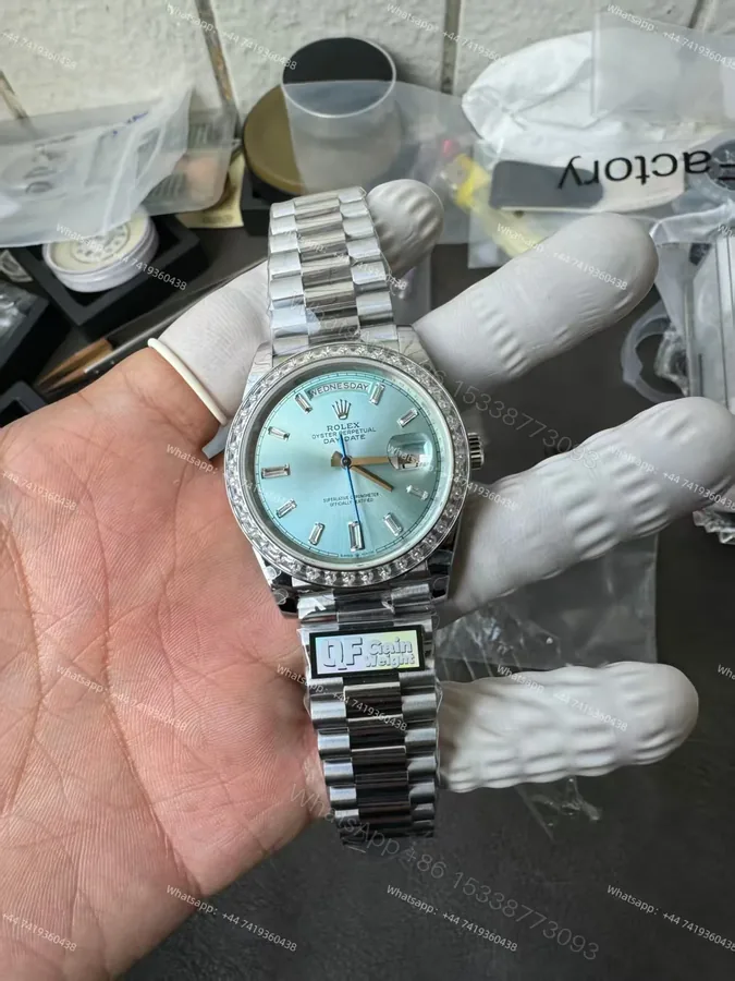 View 1 of Rolex Day-Date 228396TBR 1:1 Replica Ice-Blue Dial 40MM 3255 Movement Presidential Bracelet Super Clone Watch