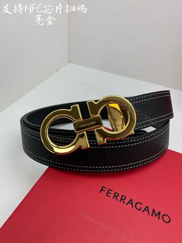View 1 of Lux Black Leather Belt with Gold Clasp – Statement Italian Style