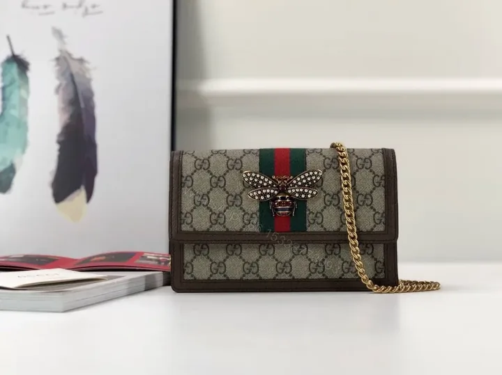 View 1 of Lux Pack GG Supreme Wallet on Chain with Dragonfly Crystals