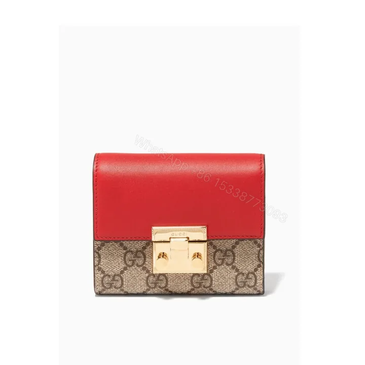 View 1 of Gucci GG Supreme Padlock Wallet Red And Beige 11Cm