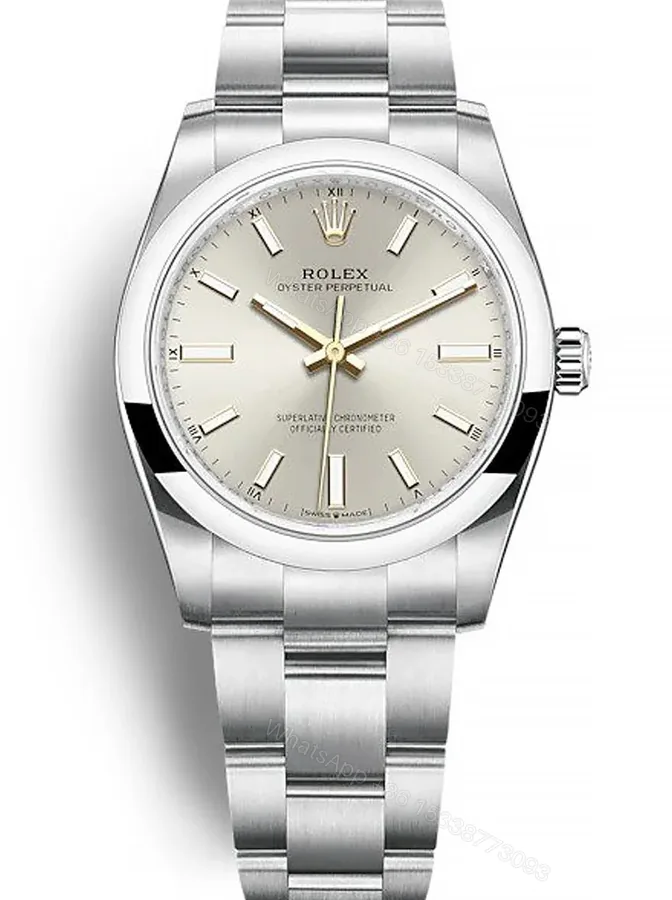 View 1 of Replica Rolex Oyster Perpetual Lady Silver Dial 124200 34 mm