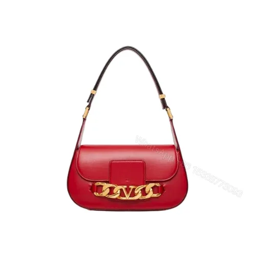 View 1 of VALENTINO LOGO CHAIN SHOULDER BAG IN RED CALFSKIN
