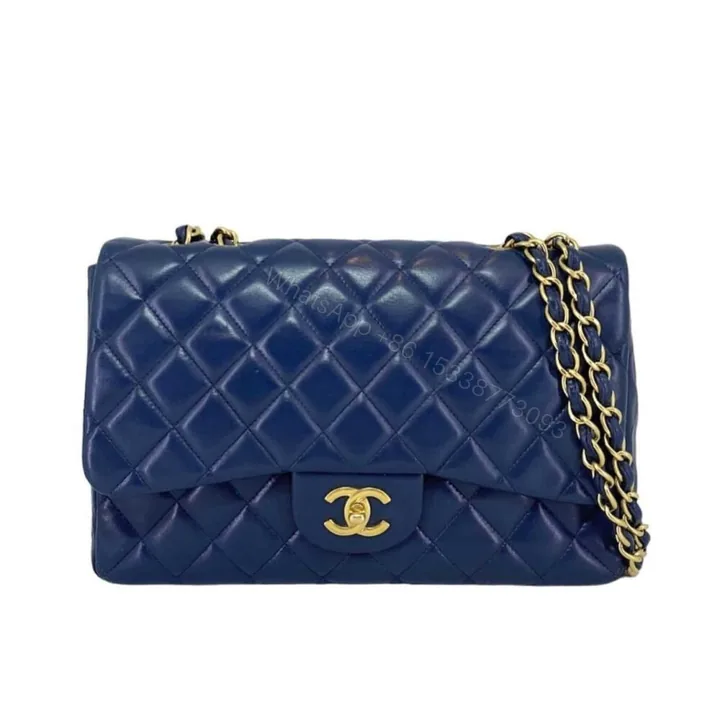 View 1 of Chanel Classic Medium Flap Navy And Gold 25Cm