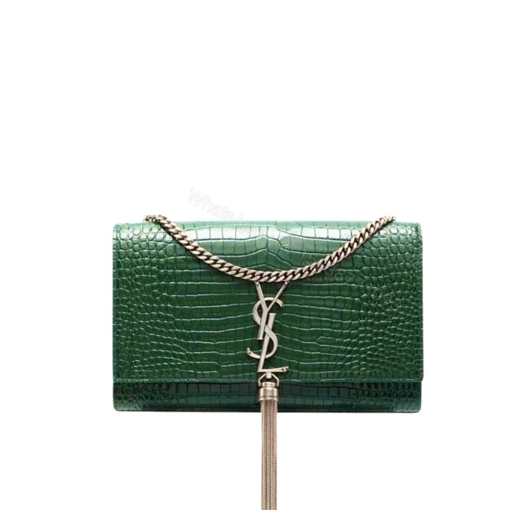 View 1 of Saint Laurent Kate Tassel Medium With Silver Hardware Green 22Cm