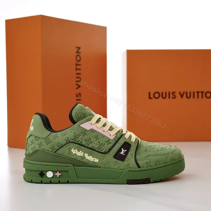 View 1 of Green Leather LV-Detail Sneaker: All-Day Comfort