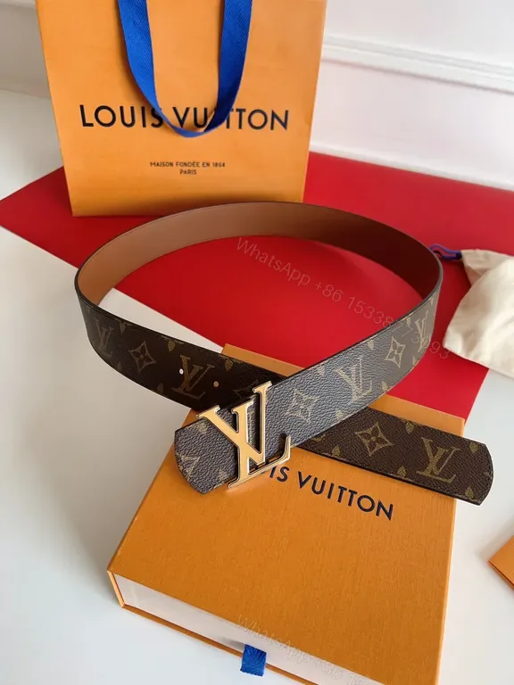 View 1 of Chic LV Monogram Belt â€“ Gold Buckle, Signature Style