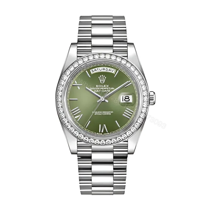 View 1 of Rolex Day Date Olive Diamond Replica