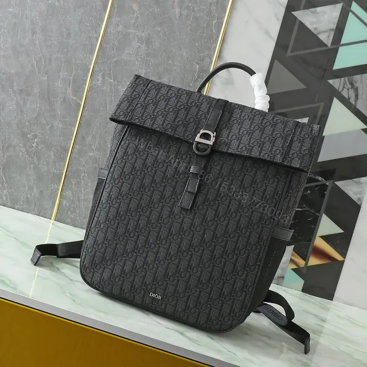 View 1 of Structured Pattern Backpack with Secure Flap Closure