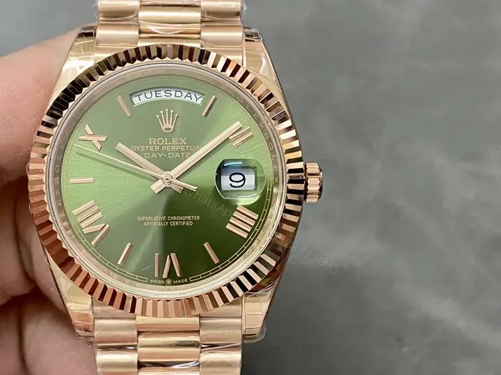 View 1 of Rolex Day-Date 40 Yellow Gold Fluted Green Ombré Dial Watch 228238-0069
