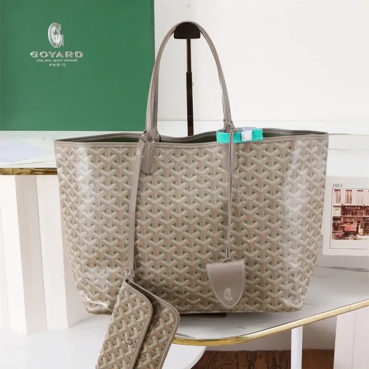 View 1 of 高仿Goyard*STLOUIP10滿印Tote手提袋咖綠免檢版小號