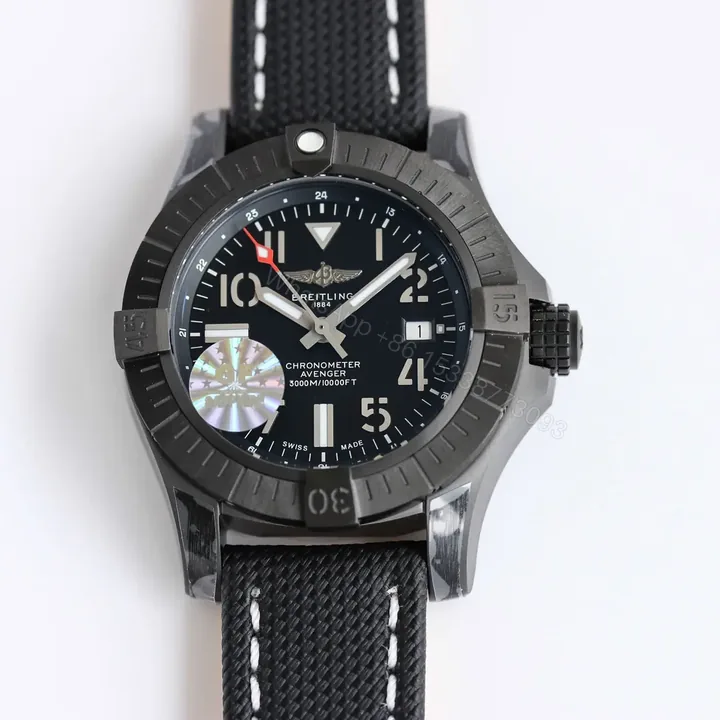 View 1 of JF Factory Breitling Avenger Automatic 45 Seawolf Night Mission Edition – Black Dial, Black Titanium Case, Black Rubber Strap