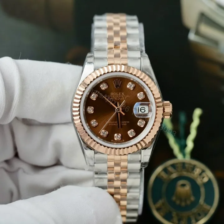 View 1 of Lady-DateJust 28mm Super Clone Chocolate Dial Jubilee Bracelet