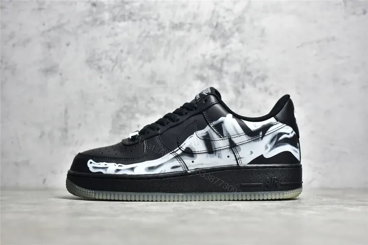 View 1 of UA Nike Air Force 1 Low Skeleton “Black on Black” Reps