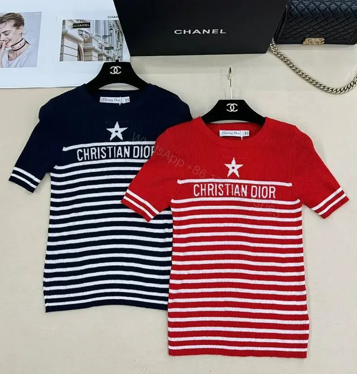 View 1 of Bold Stripes Knit Tee with Crest Logo