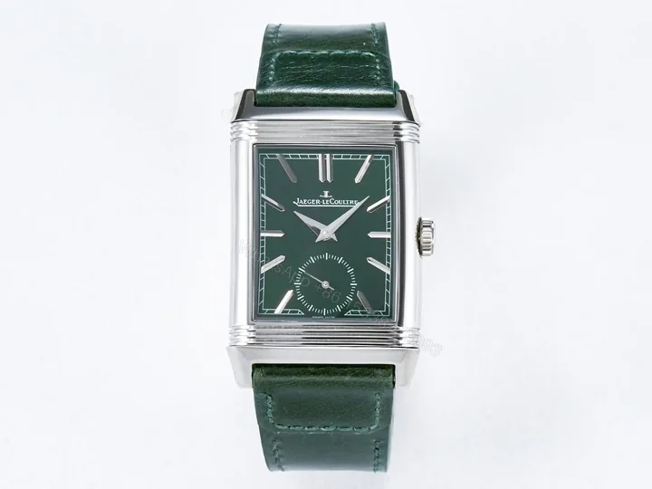 View 1 of Reverso Classic Duoface Small Seconds SS MGF Best Edition White Textured Dial on Black Leather Strap A854A