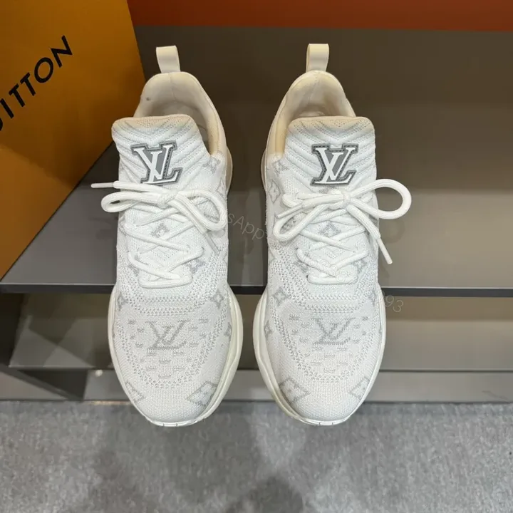 View 1 of Textured Knit Luxury High-Tops: Subtle LV Minimalist Sneakers