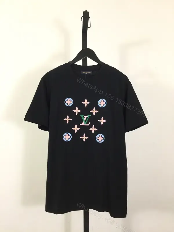 View 1 of Black Cotton Oversized Tee LV Monogram Floral T-Shirt