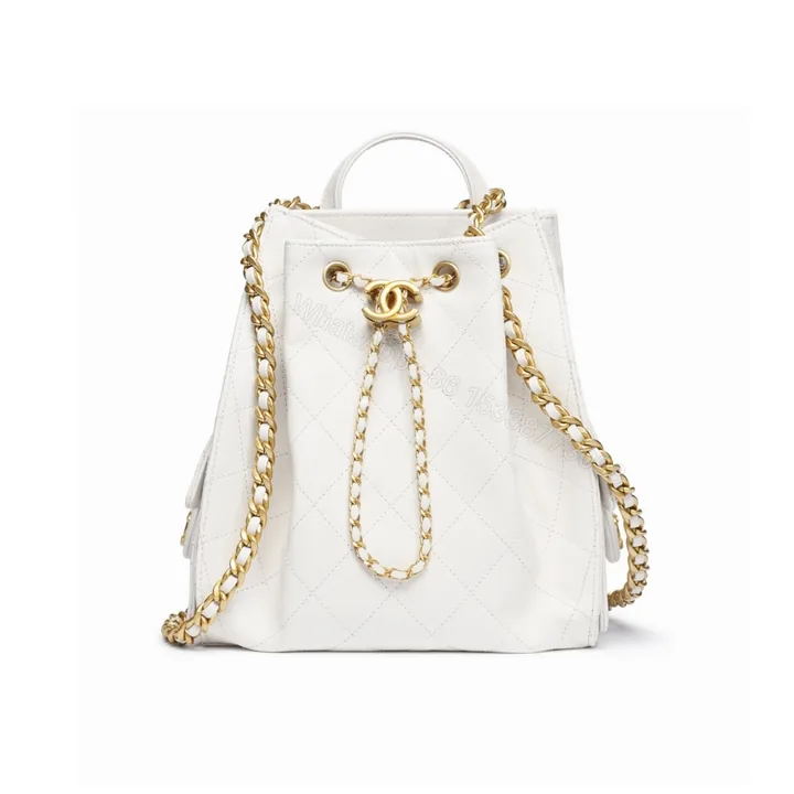 View 1 of Chanel 25 Medium Size Backpack Grain Effect And Gold Metal White 23Cm As5600 B20304 10601