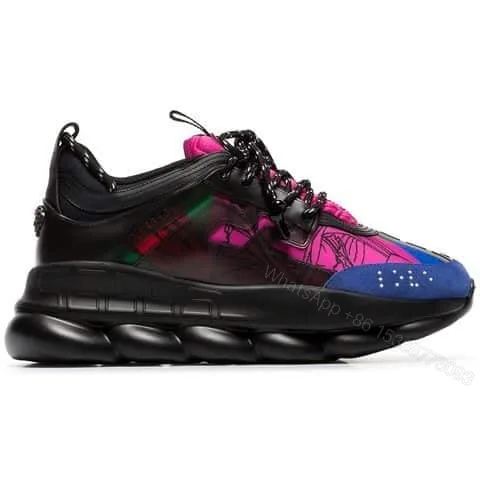 View 1 of VERSACE BLACK AND MULTICOLOURED CHAIN REACTION SNEAKERS – VS8