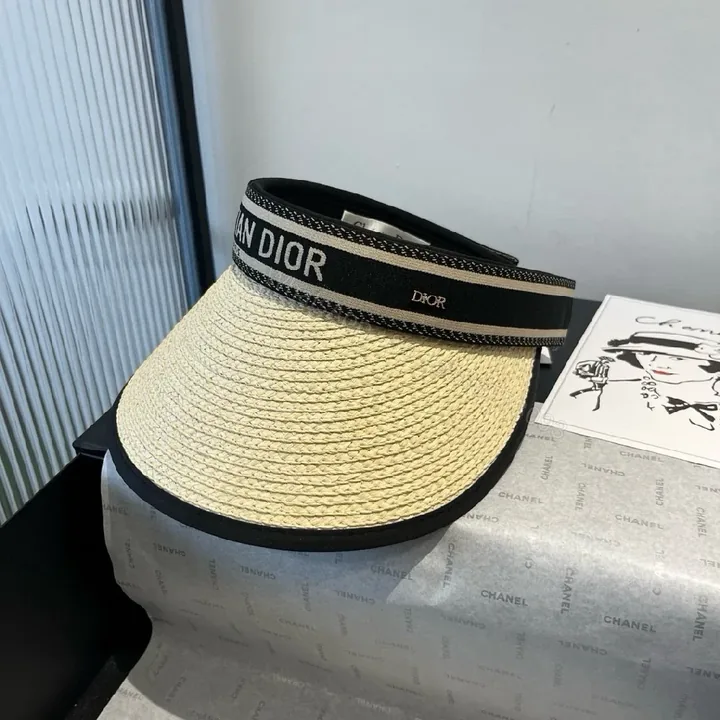 View 1 of Straw Visor with Dior Band: Luxe Resort-Ready Shade