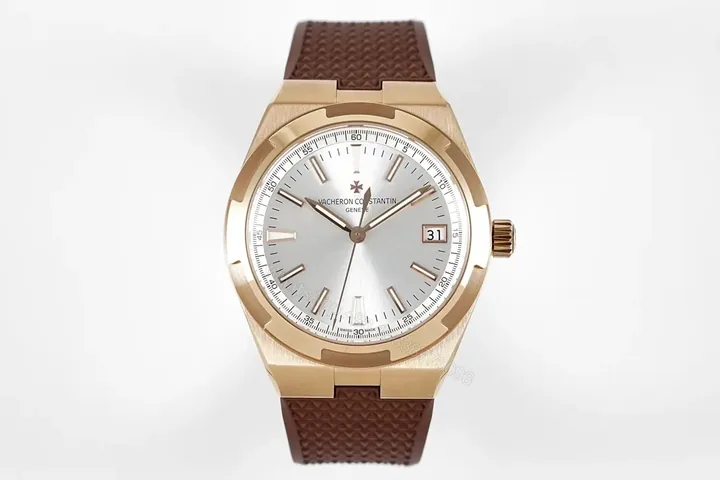 View 1 of Vacheron Constantin Overseas Rose Gold Watch with Brown Leather Strap, 41mm Stainless Steel Case, Sapphire Crystal, 5100 Automatic Movement, 150m Water Resistance, Interchangeable Strap System