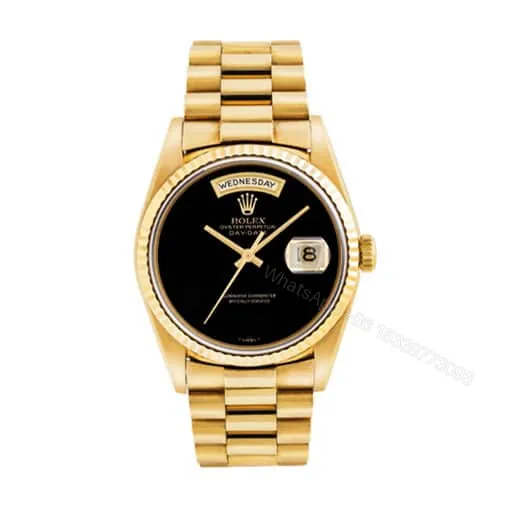 View 1 of Rolex Day-Date 18038 Super Clone : 36mm Yellow Gold Onyx Dial