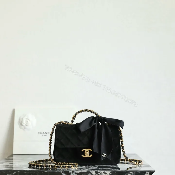 View 1 of 高仿Chanel*25K系列AS5875蝴蝶結絲絨單肩包Mini免檢版