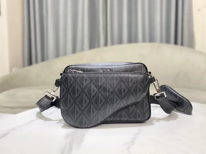 View 1 of Patterned Black Crossbody Bag â€“ Dior Detailing, Modern & Versatile