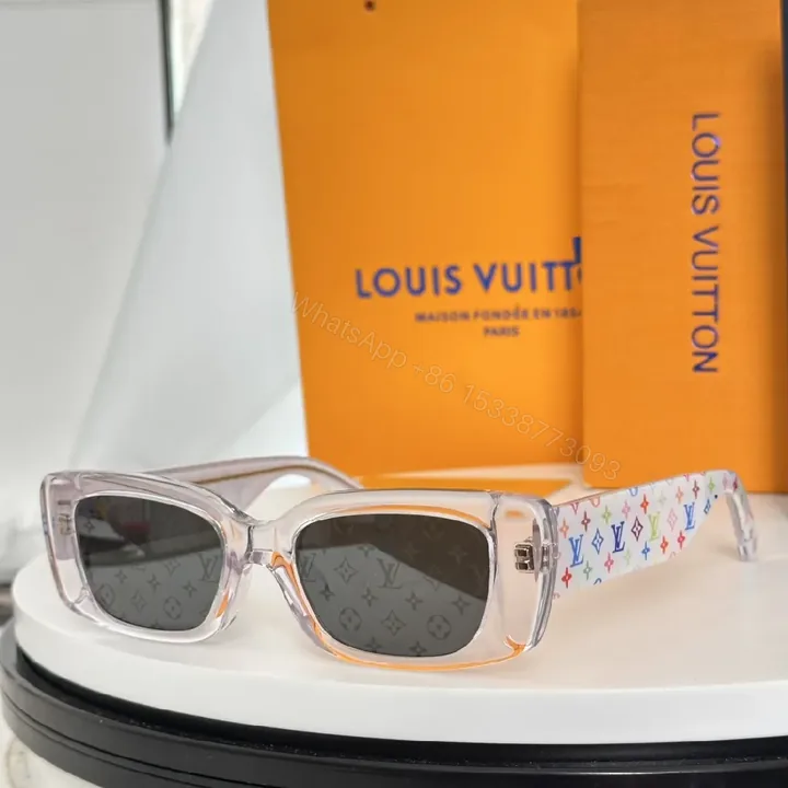 View 1 of Transparent Frame Sunglasses: Polarized UV 400, Monogram Accents, All-Day Comfort