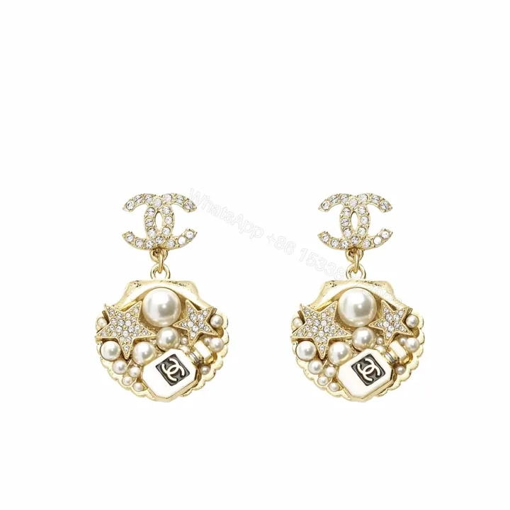 View 1 of CHANEL CLIP ON PENDANT EARRINGS GOLD TONE ABF071 B19292 NADGB