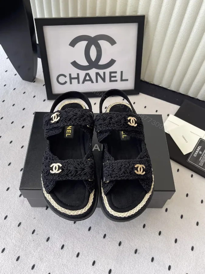 View 1 of Rope-Detail Sandals with Gold Emblem - Luxury Casual Comfort
