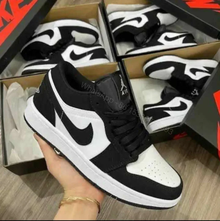 View 1 of FIRST COPY AIR JORDANS RETRO 1 LOW SUEDE PANDA SNEAKERS