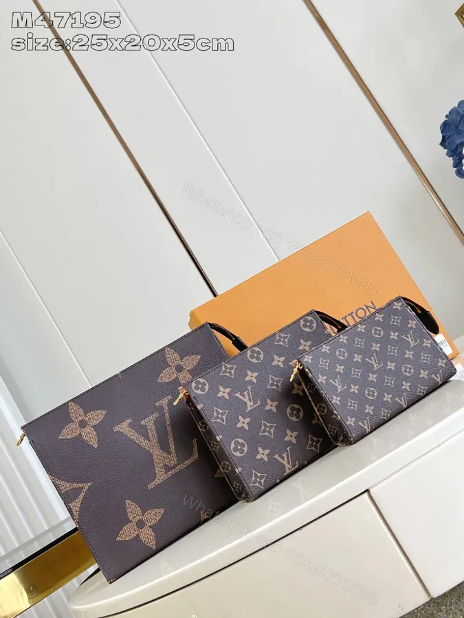 View 1 of Monogram Luxe Set: Clutch, Wallet & Pouch Trio