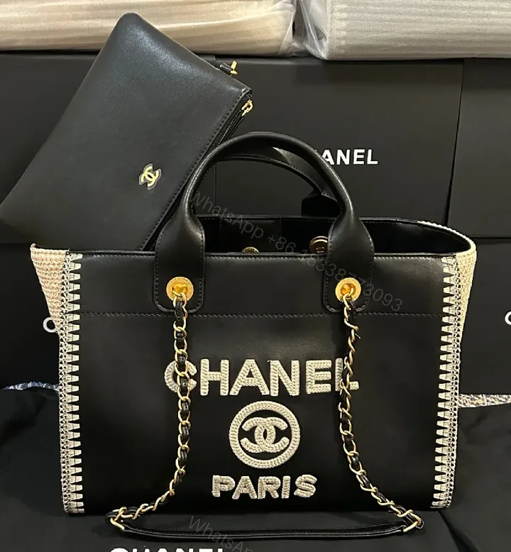 View 1 of [Black] + [Leather] + [Chic] + [Textured Accents] + [Tote]