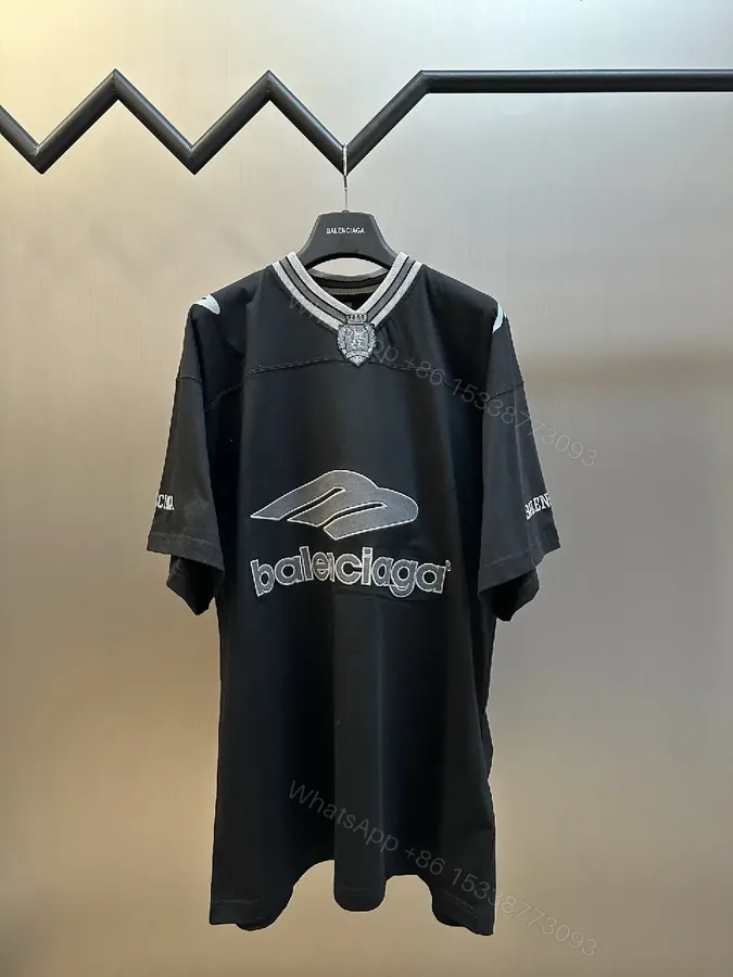 View 1 of Bold Jersey Hybrid Tee: Luxe Detailing, Oversized Logo Statement