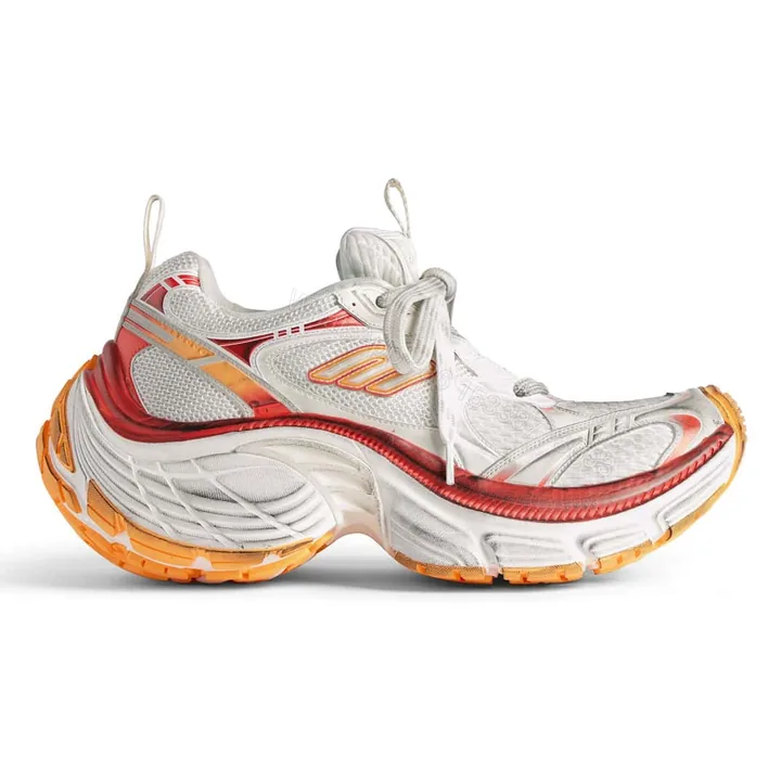 View 1 of BALENCIAGA WOMEN’S 10XL SNEAKER IN WHITE/RED/ORANGE – BB276