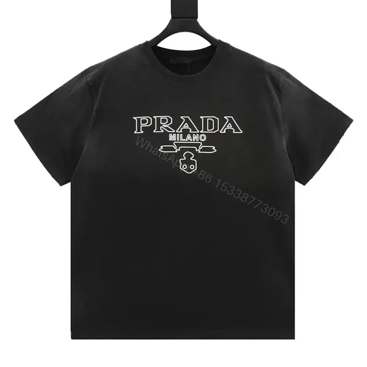 View 1 of Black Cotton Casual Crewneck T-Shirt with Chest Logo