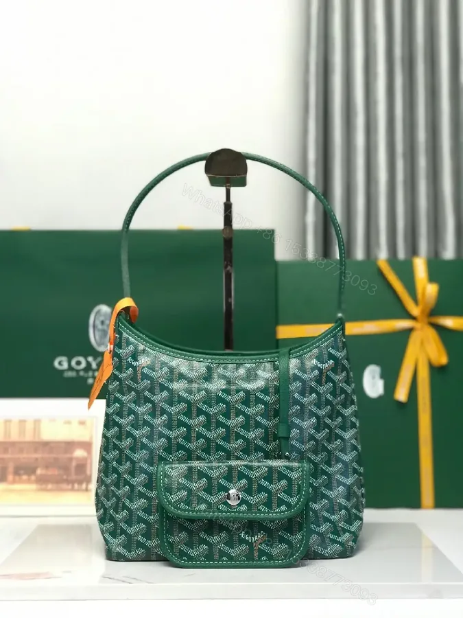 View 1 of Structured Monogram Tote: Green, Coated Canvas, Modern, Durable, Handbag