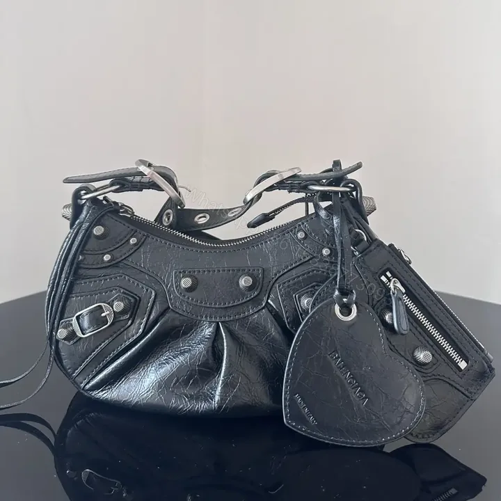 View 1 of 高仿Balenciaga*LeCagole朋克單肩包黑色XS