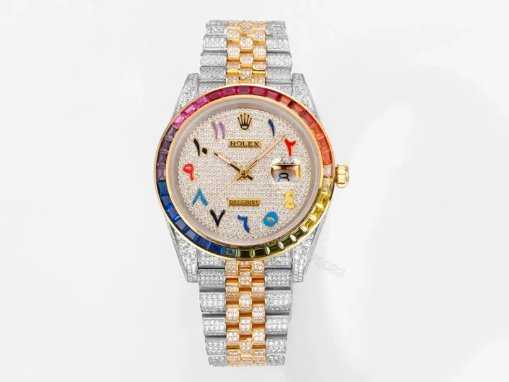 View 1 of Best Rolex Datejust Rainbow Arabic replica 41MM Two-Tone Jubilee Bracelet Edition RG-DATEJUST41-RAINBOW-ARABIC-TT-JUBILEE