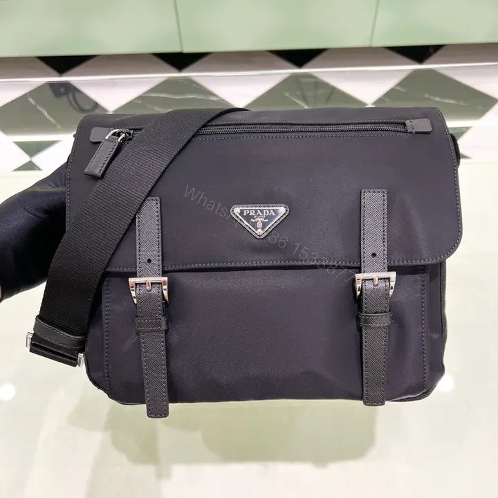 View 1 of Black Nylon Compact Messenger Bag - Prada-Inspired Luxury, Minimalist Utility