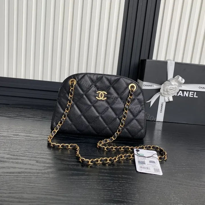 View 1 of Quilted Black Leather Mini Crossbody â€“ Chanel-Inspired Luxury