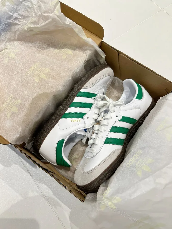 View 1 of Adidas Originals Samba First Copy Shoes — White Green | COD India
