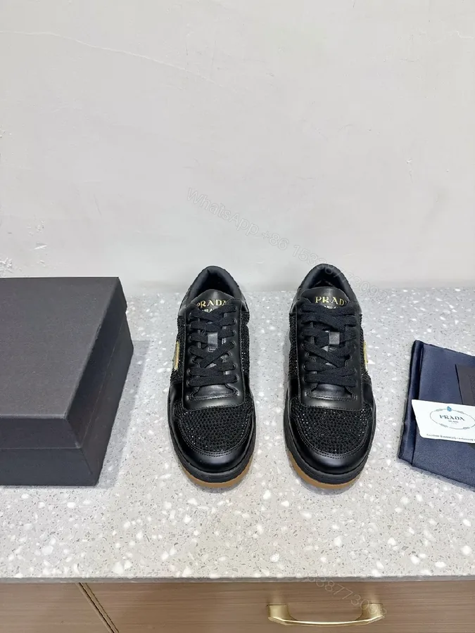 View 1 of Black Leather Grid-Textured Luxury Sneakers with All-Day Comfort