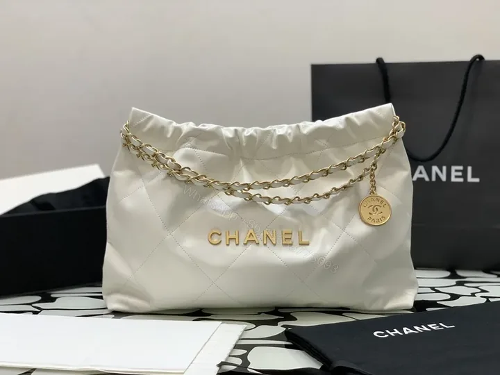 View 1 of Gold-Chain Quilted Chanel-Inspired Shoulder Bag