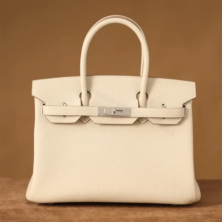 View 1 of 高仿Hermes*Birkin30奶昔白銀扣免檢版