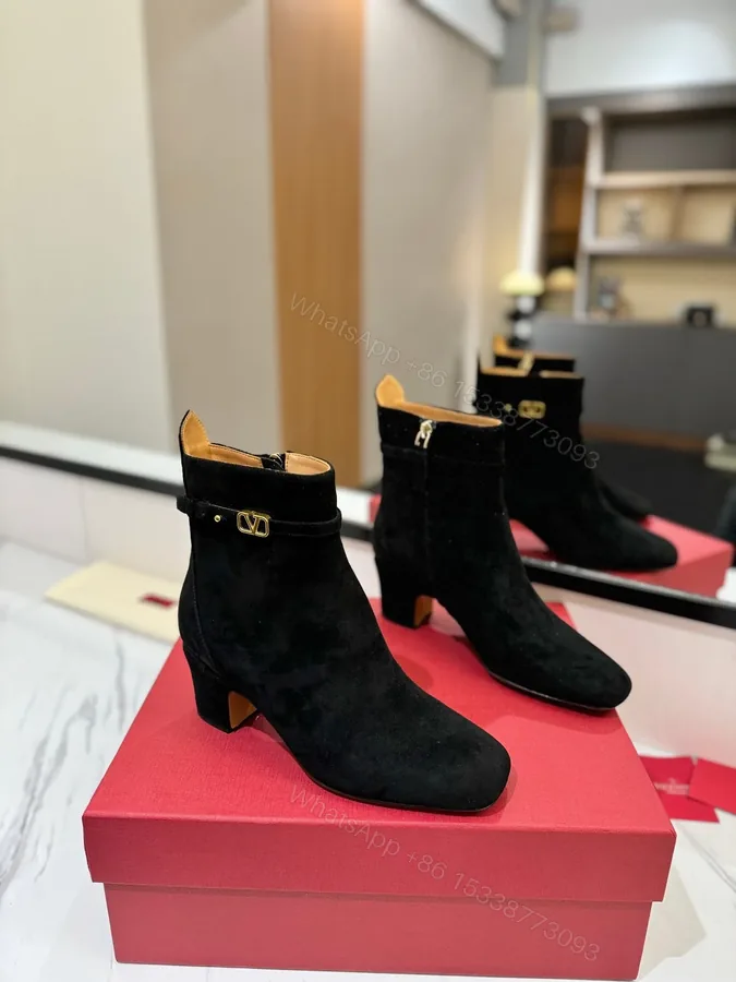 View 1 of Valentino Women Black Suede Ankle Boots